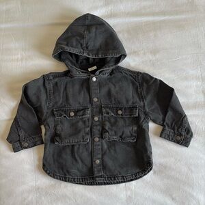 Zara Kids Black Denim Hooded Jacket